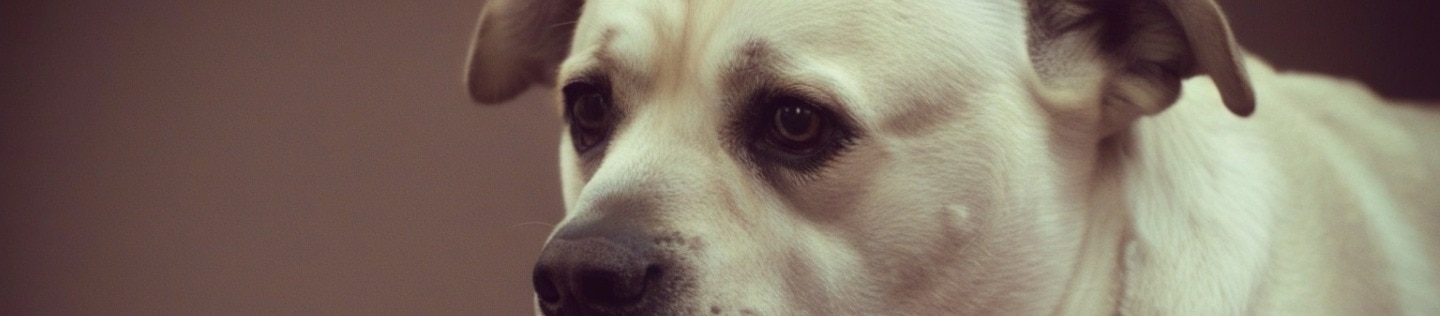 Perro labrador viejo con mirada preocupada