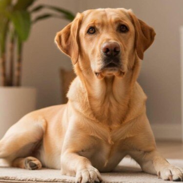 Labrador encima de un tapete