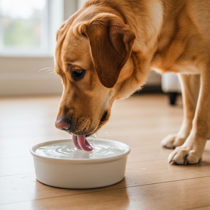 Labrador tomando agua