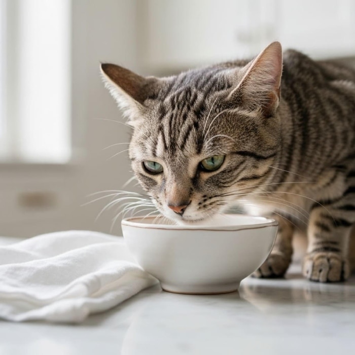Un gato comiendo su comida