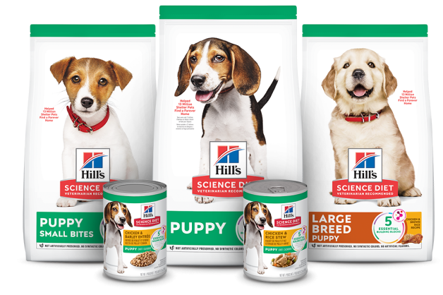 Three bags of Hill's Science Diet dry puppy food
